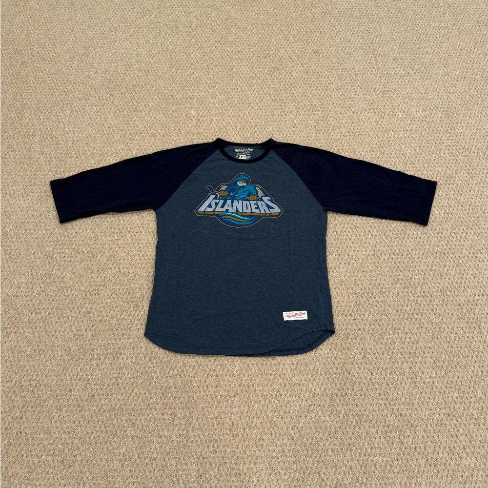 Mitchell & Ness Islanders 3/4 Sleeve Tee - Navy and Blue